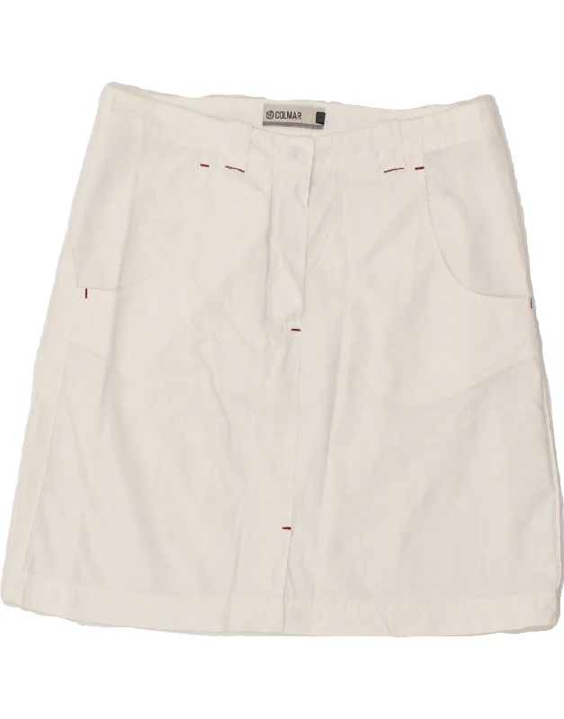 COLMAR Womens Straight Skirt EU 40 Medium W28 White Cotton linen skirt airy