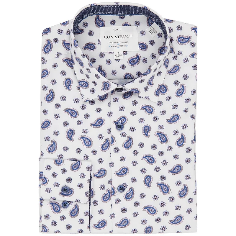 Construct Mens Long Sleeve Button-Down Button-Down Shirt Casual Button-Up Short Tee