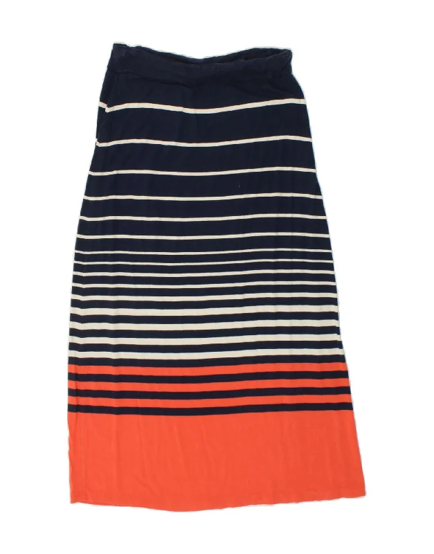 CREW CLOTHING Womens Maxi Skirt UK 12 Medium W30 Navy Blue Striped Viscose button skirt front CREW CLOTHING Womens Maxi Skirt UK 12 Medium W30 Navy Blue Striped Viscose button skirt front