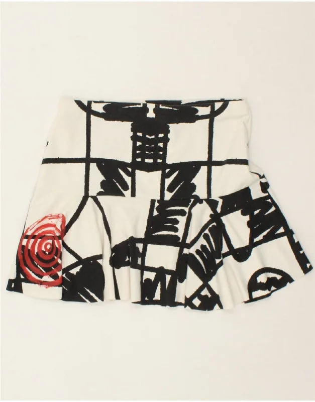 DESIGUAL Womens Abstract Pattern High Waist Mini Skirt Large W32 White corduroy skirt durable DESIGUAL Womens Abstract Pattern High Waist Mini Skirt Large W32 White corduroy skirt durable