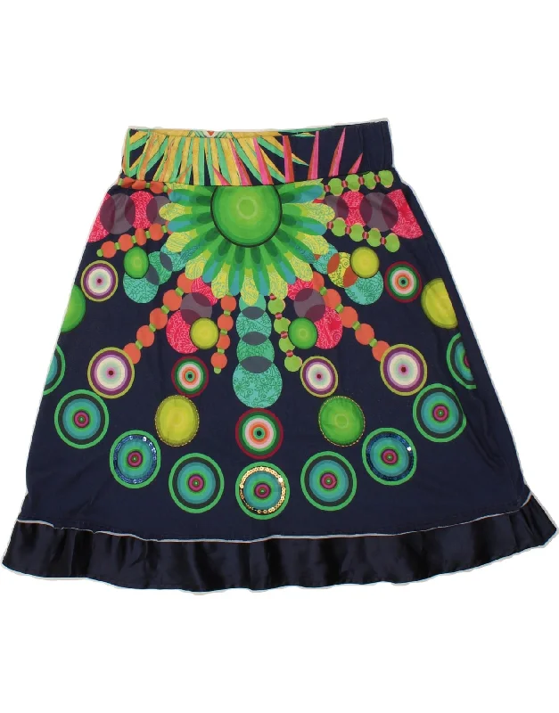 DESIGUAL Womens Graphic A-Line Skirt W30 Medium Navy Blue Geometric lace skirt intricate DESIGUAL Womens Graphic A-Line Skirt W30 Medium Navy Blue Geometric lace skirt intricate