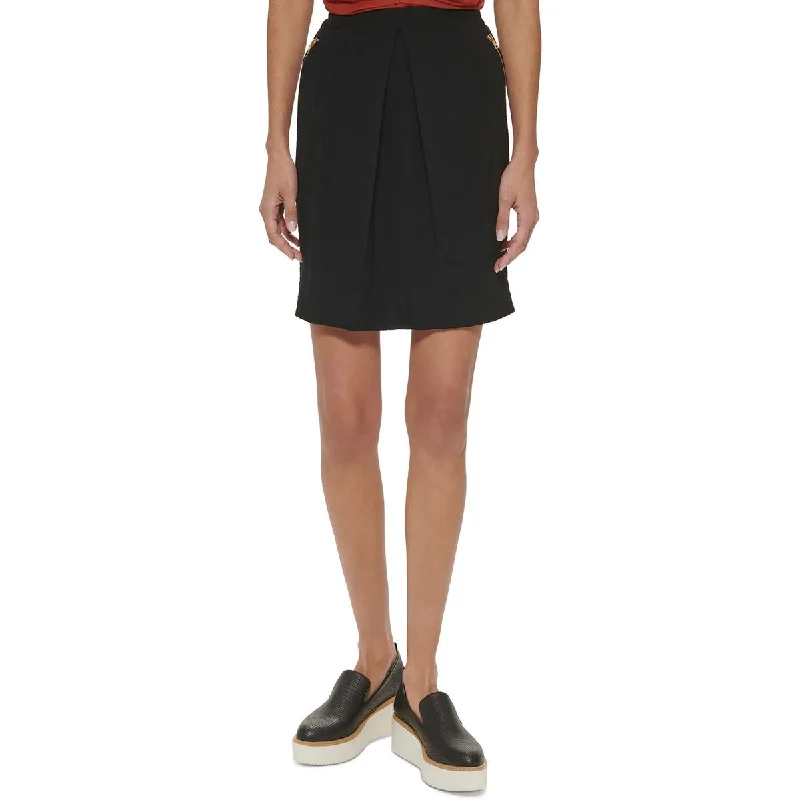 DKNY Womens Above Knee Solid A-Line Skirt a-line skirt cut
