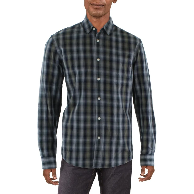 Dockers Mens Cotton Plaid Button-Down Shirt Classic Casual Short Sleeve