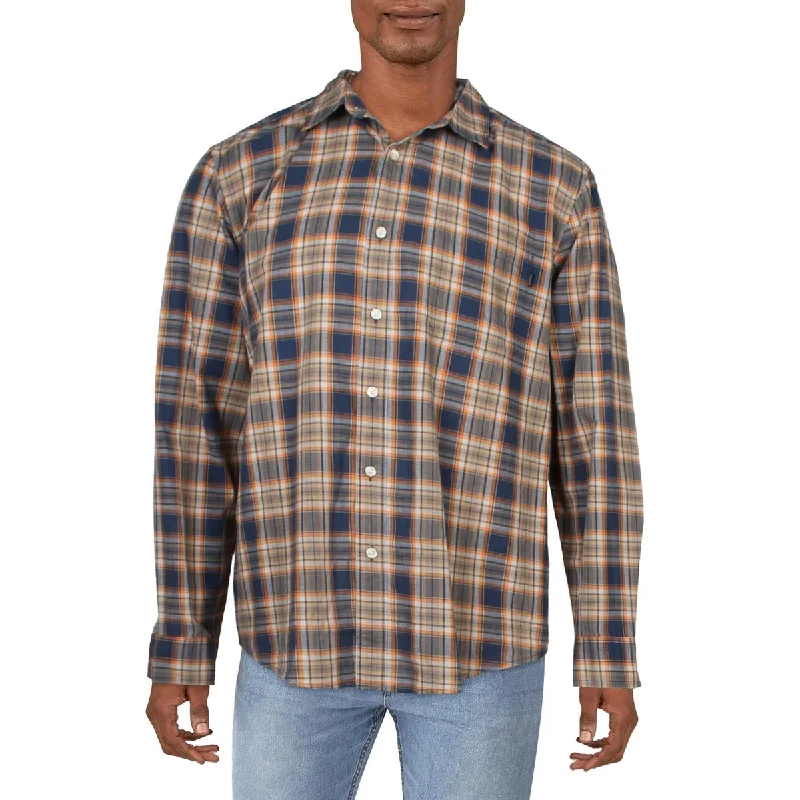 Dockers Mens Regular Fit Plaid Button-Down Shirt Cozy Cotton Short Tee