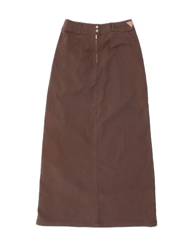 FIORUCCI Womens High Waist Maxi Skirt UK 14 Large W28 Brown Cotton leather skirt sleek FIORUCCI Womens High Waist Maxi Skirt UK 14 Large W28 Brown Cotton leather skirt sleek