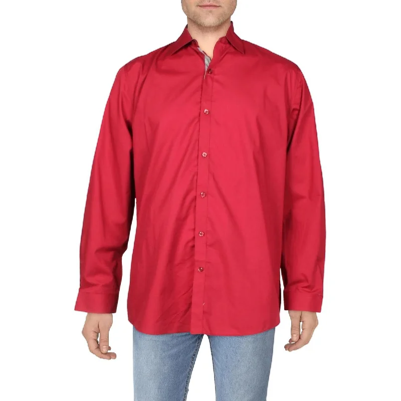 Galaxy by Harvic Mens Collared Cuffs Button-Down Shirt Classic Cropped Short Sleeve