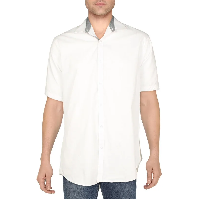 Galaxy Mens Collared Short Sleeve Button-Down Shirt Comfortable Short Sleeve Blouse