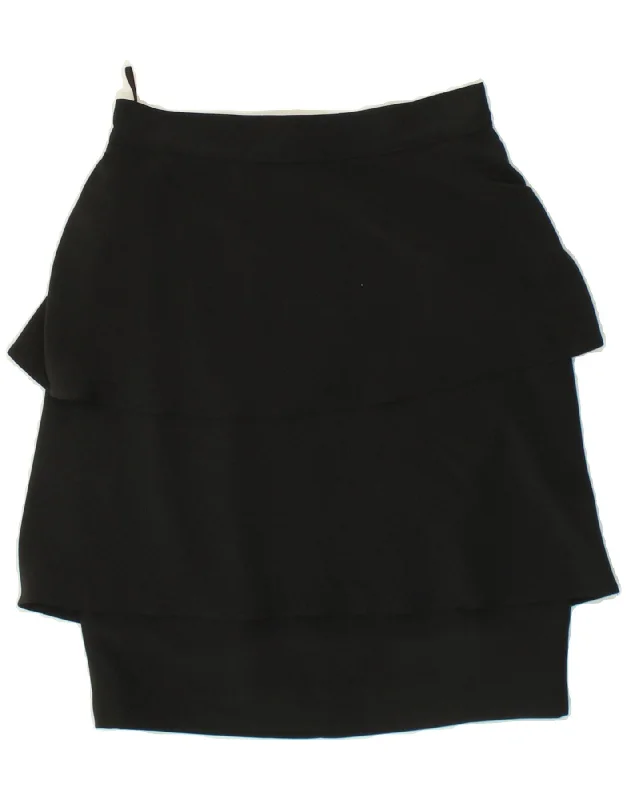 GENNY Womens Tiered Skirt W28 Medium Black ruffled skirt detail
