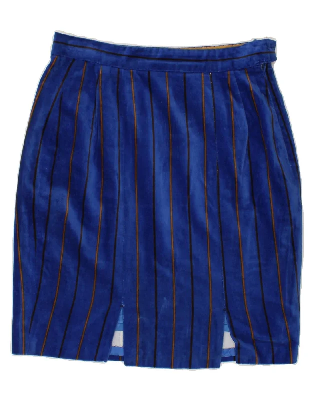 GENNY Womens Velvet Pencil Skirt IT 42 Medium W28 Blue Striped Cotton corduroy skirt durable GENNY Womens Velvet Pencil Skirt IT 42 Medium W28 Blue Striped Cotton corduroy skirt durable