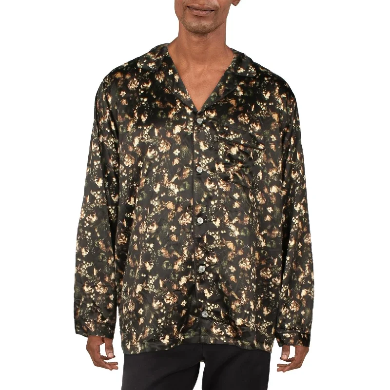 INC Mens Printed Nightwear Sleep Shirt Fashionable Cuffed Short Sleeve
