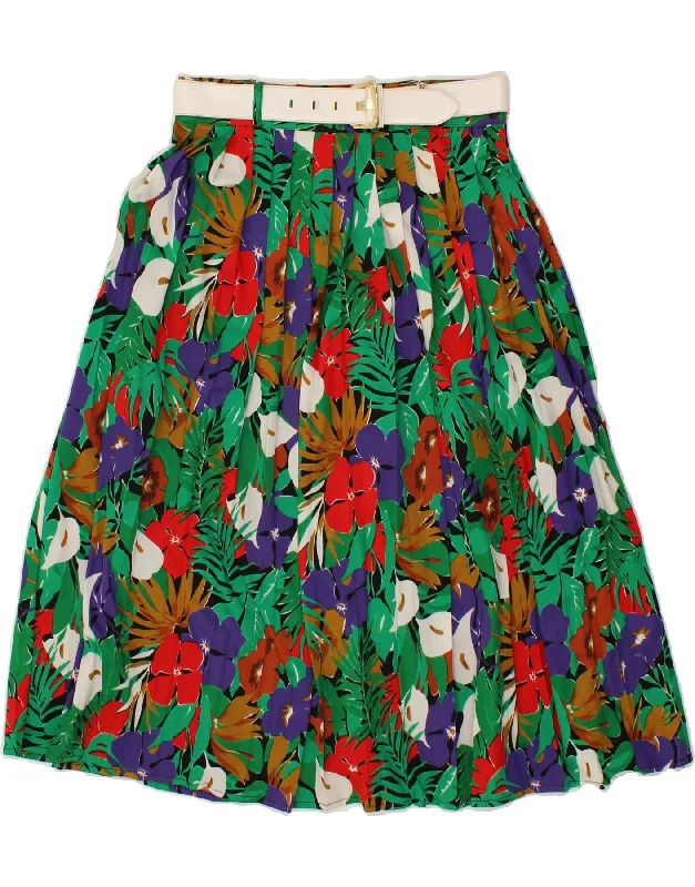 INCOGNITO Womens Pleated Skirt EU 40 Medium W28 Multicoloured Floral velvet skirt glossy INCOGNITO Womens Pleated Skirt EU 40 Medium W28 Multicoloured Floral velvet skirt glossy