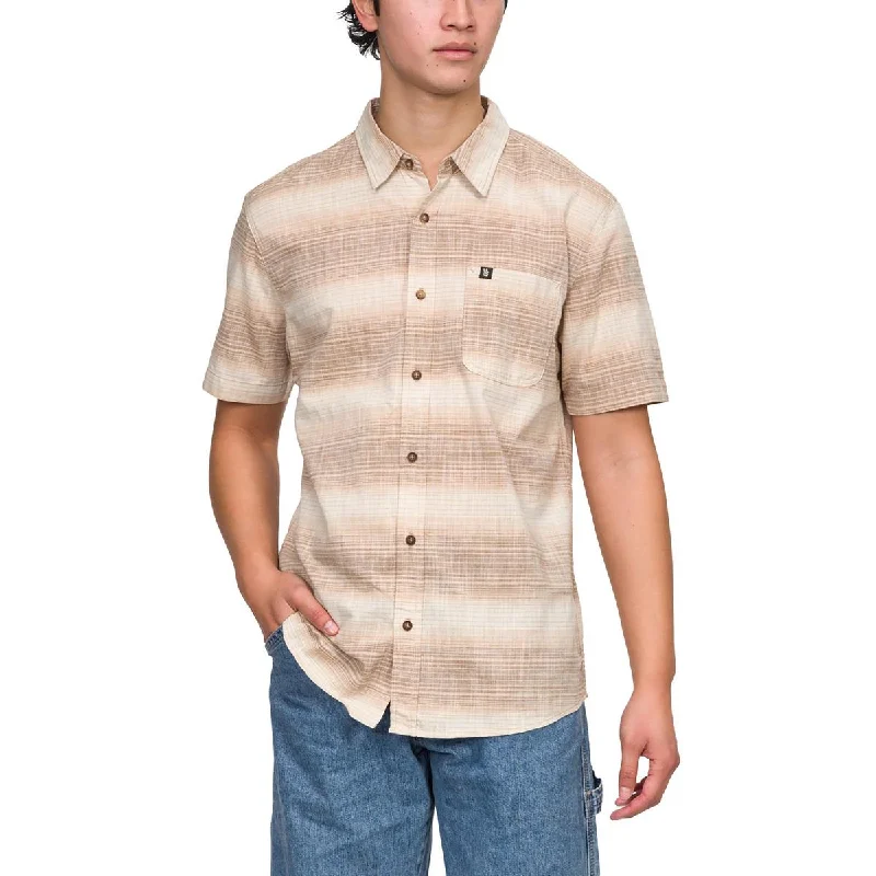 Junk Food Mens Striped Woven Button-Down Shirt Classic Basic Short Shirt