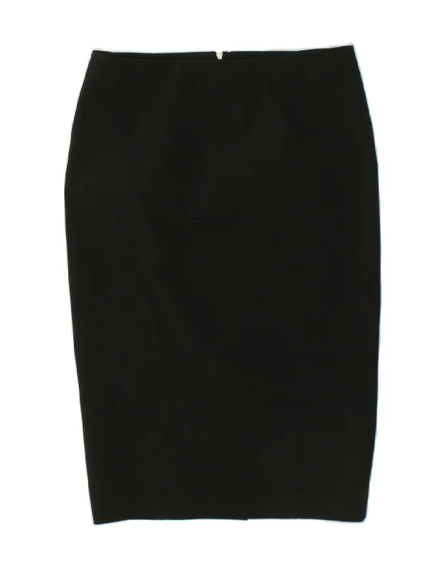 KAREN MILLEN Womens Pencil Skirt UK 14 Large  W32  Black Cotton low waist skirt