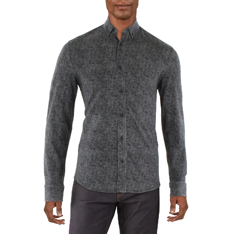 Kenneth Cole Mens Collared Stretch Button-Down Shirt Relaxed Button-Down Short Shirt Kenneth Cole Mens Collared Stretch Button-Down Shirt Relaxed Button-Down Short Shirt