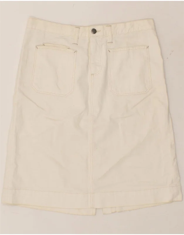 LACOSTE Womens A-Line Skirt Size 40 Medium W32 White Cotton chiffon skirt floaty