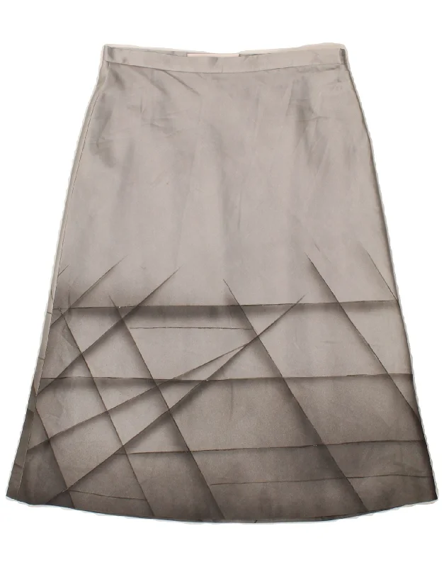 LAURA BIAGIOTTI Womens A-Line Skirt UK 12 Medium W28  Grey Geometric high slit skirt