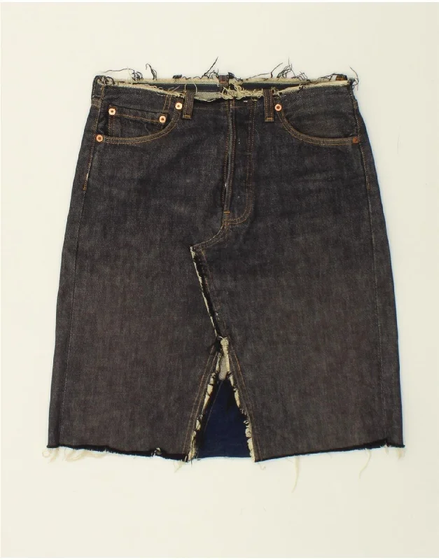 LEVI'S Womens Denim Skirt W28 Medium  Navy Blue Cotton wrap skirt elegant