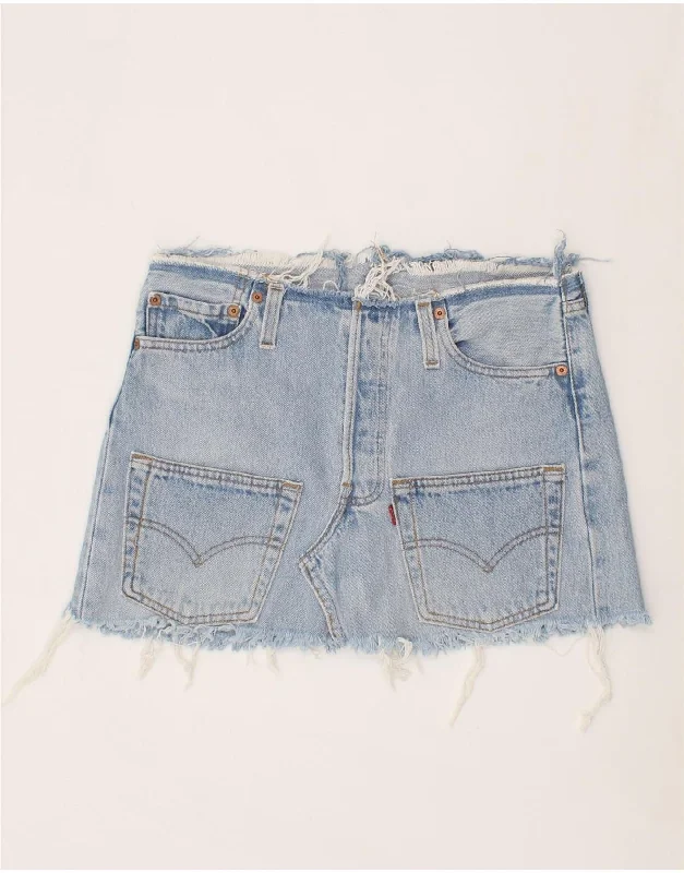 LEVI'S Womens Denim Skirt W29 Medium Blue Cotton mini skirt trendy