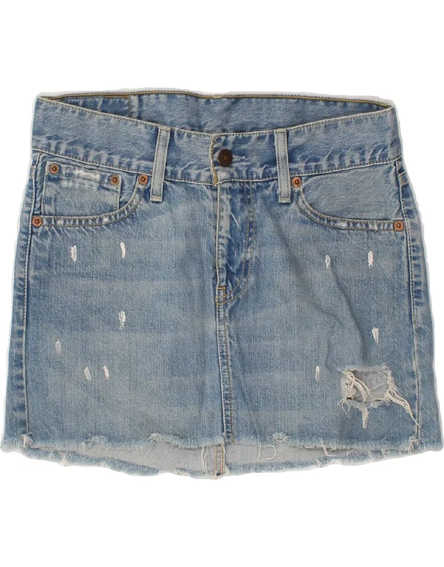 LEVI'S Womens Low Waist Distressed Denim Skirt XS W28 Blue Cotton maxi skirt elegant