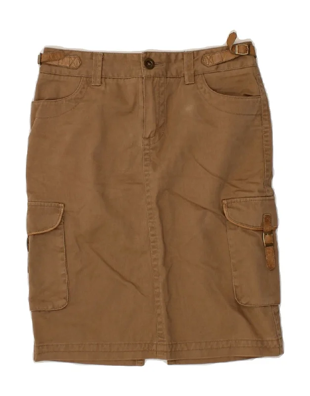 MASSIMO DUTTI Womens Cargo Skirt EU 36 XS W26 Brown linen skirt natural