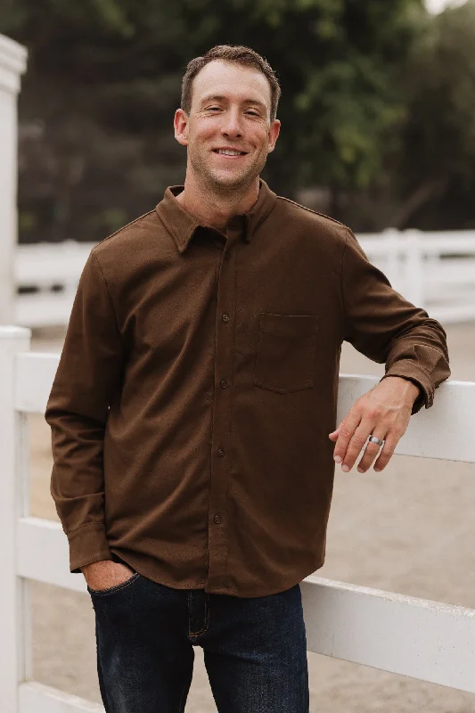 Mens John Shirt in Brown Fashionable Short Sleeve Vest