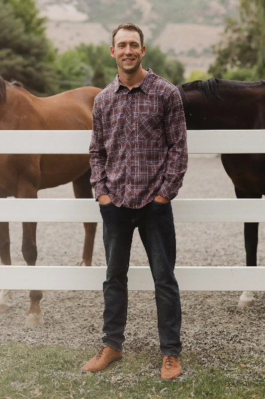 Mens John Shirt in Virginia Plaid Elegant High-Low Short Shirt