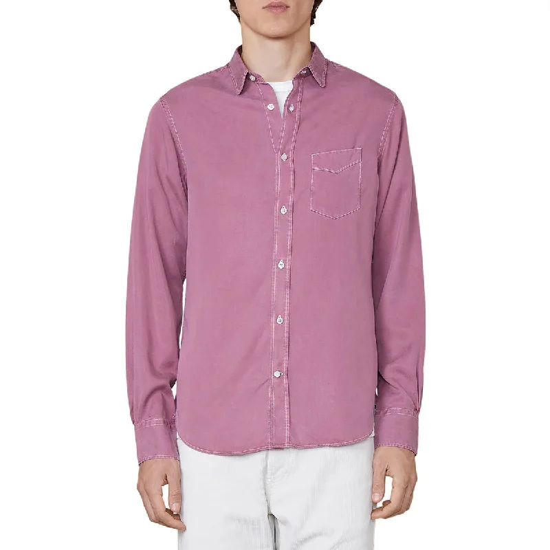Officine Générale Mens   Collar Long Sleeve Button-Down Shirt Fashionable Short Sleeve Shirt