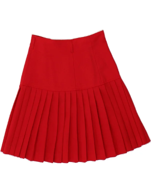 PENNY BLACK Womens Knife Pleated Skirt W26 Small Red Virgin Wool asymmetrical skirt cut PENNY BLACK Womens Knife Pleated Skirt W26 Small Red Virgin Wool asymmetrical skirt cut