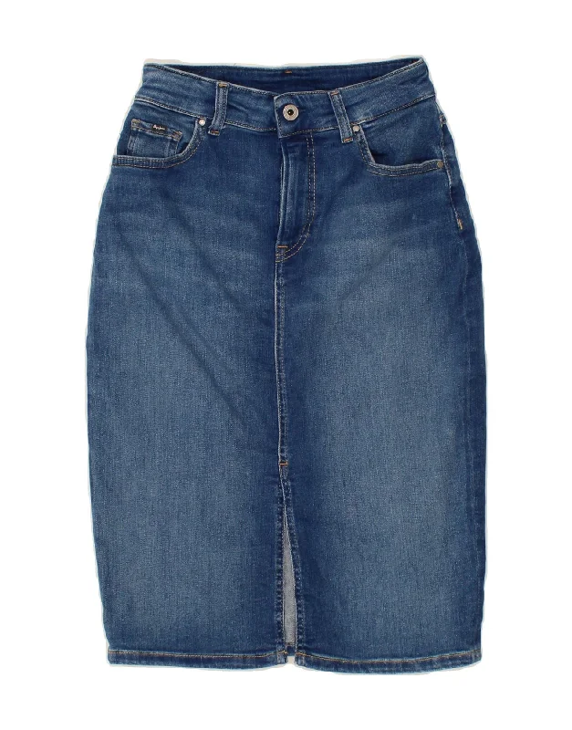 PEPE JEANS Womens Denim Skirt XS W25  Blue Cotton cashmere skirt fine