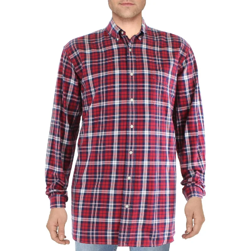 Polo Ralph Lauren Mens Big & Tall Plaid Cotton Button-Down Shirt Stylish Split-Hem Short Shirt Polo Ralph Lauren Mens Big & Tall Plaid Cotton Button-Down Shirt Stylish Split-Hem Short Shirt