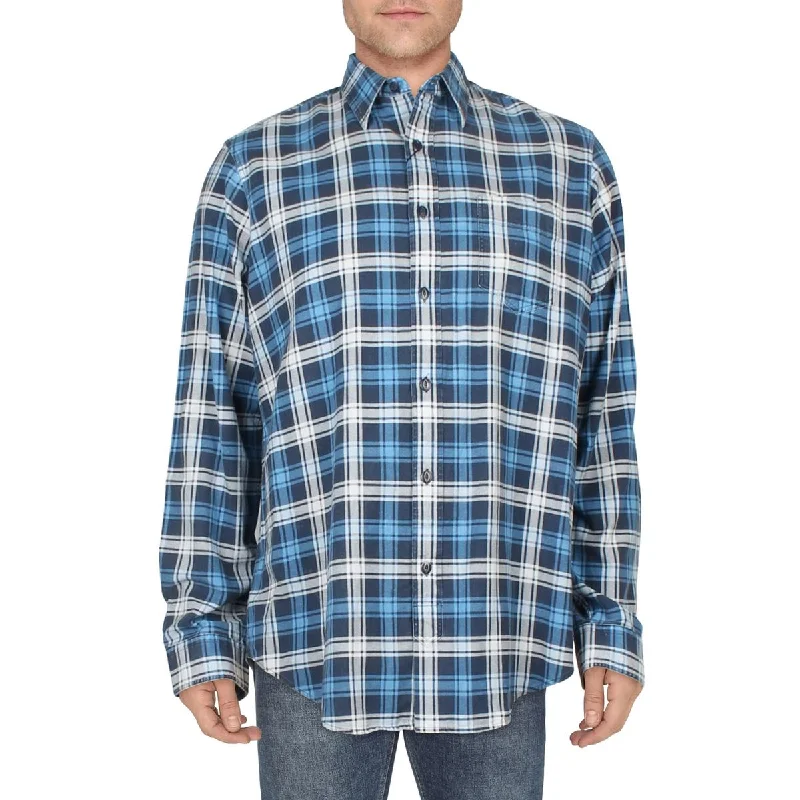 Polo Ralph Lauren Mens Cotton Plaid Button-Down Shirt Classic Casual Short Sleeve
