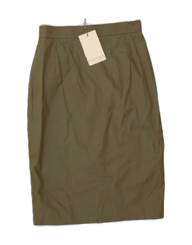 PRISMA Womens Pencil Skirt IT 42 Medium W26 Khaki Cotton velvet skirt rich
