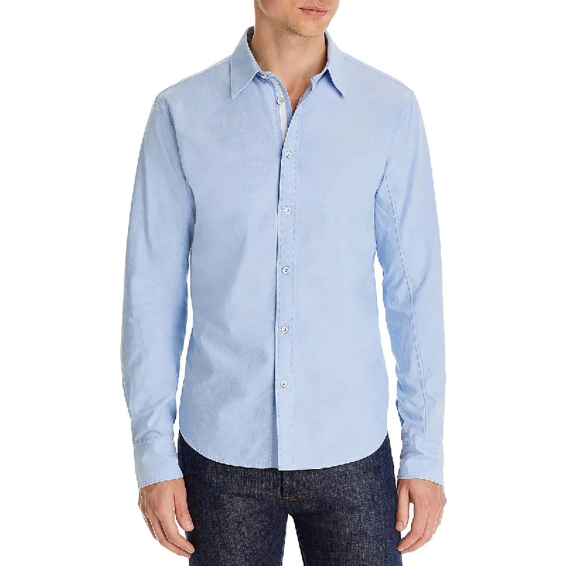 Rag & Bone Mens Cotton Solid Button-Down Shirt Elegant Off-Shoulder Short Shirt