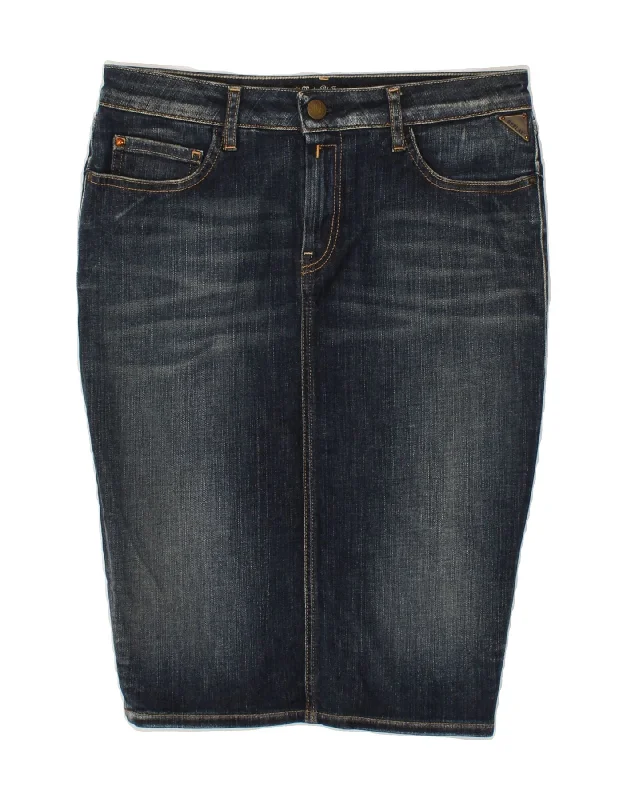 REPLAY Womens Denim Skirt W28 Medium Blue Cotton linen skirt relaxed