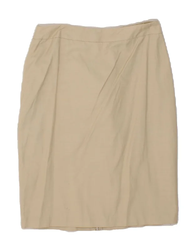 ROCCOBAROCCO Womens Straight Skirt W28 Medium Beige silk skirt luxurious