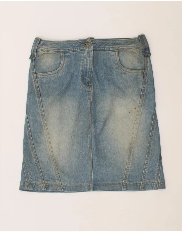 SERGIO TACCHINI Womens Denim Skirt W26 Small  Blue Cotton linen skirt natural