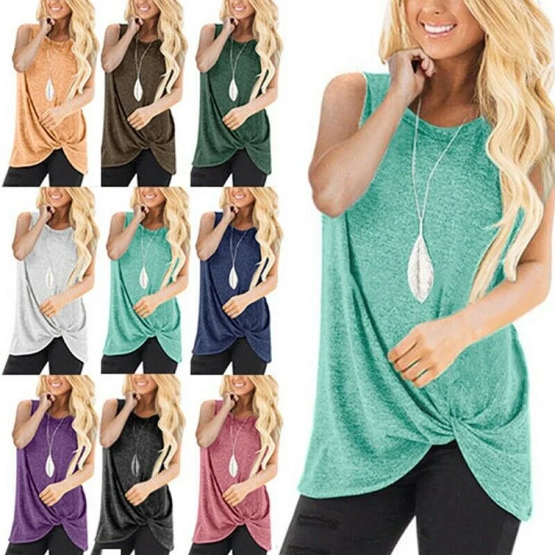 Sleeveless Solid Crew Neck T Shirt Modern Fit Short Sleeve