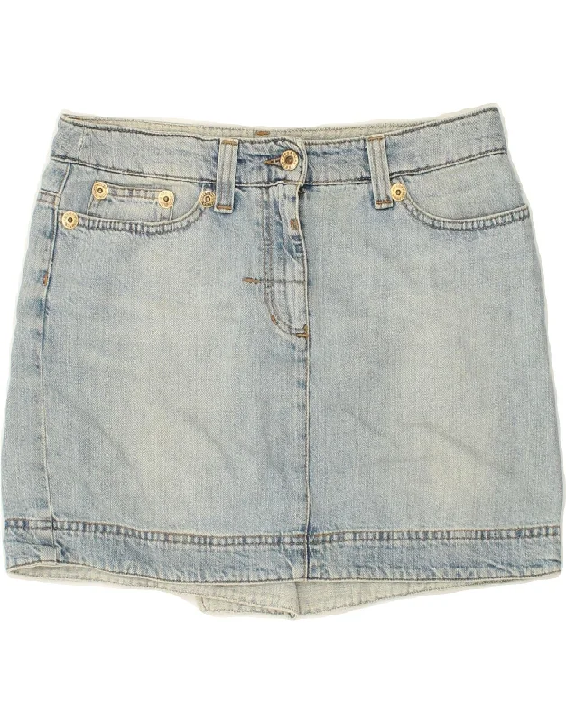 SPORTMAX Womens Denim Skirt UK 8 Small W30 Blue Cotton corduroy skirt textured