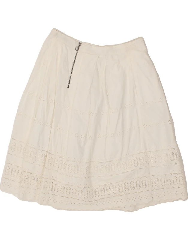 SUPERDRY Womens A-Line Skirt Large W32 White Cotton cashmere skirt fine