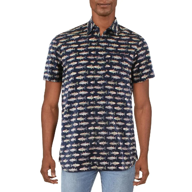 The North Face Mens Printed Collar Button-Down Shirt Comfortable Flowing Short Sleeve The North Face Mens Printed Collar Button-Down Shirt Comfortable Flowing Short Sleeve