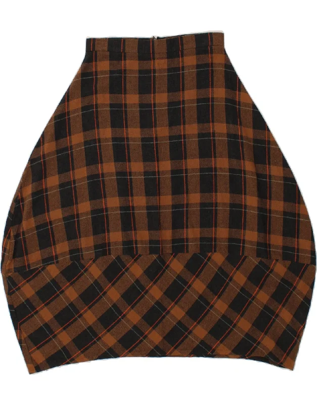 THINK PINK Womens Bubble Skirt IT 42 Medium W28  Brown Check Cotton boho skirt vibe