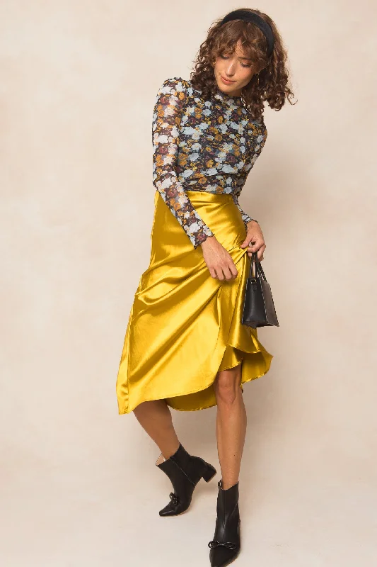 Tiff Skirt in Chartreuse corduroy skirt cozy