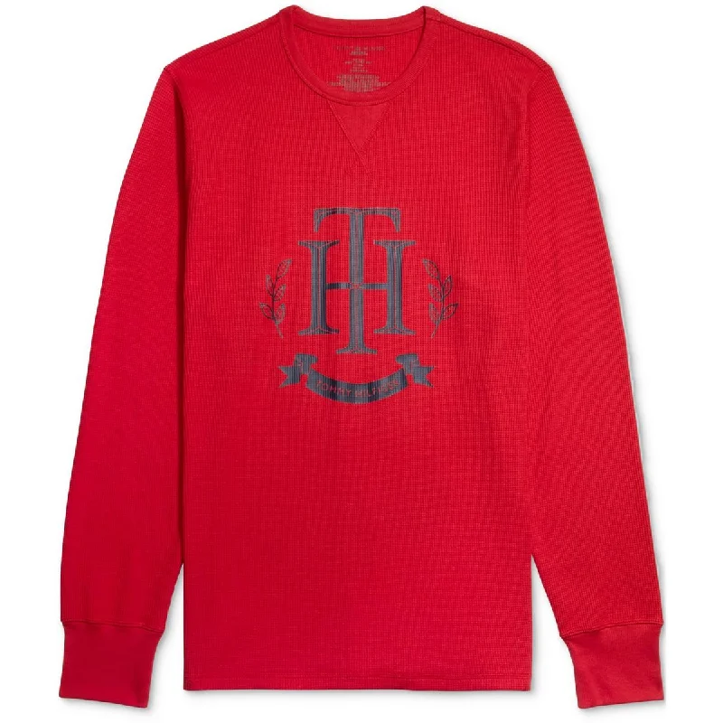 Tommy Hilfiger Mens Thermal Long Sleeves Sleep Shirt Comfortable Loose Short Sleeve