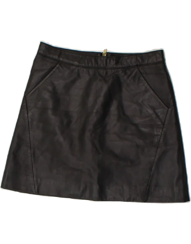 TOPSHOP Womens Mini Leather Skirt UK 10 Small W28 Black Leather athletic skirt fit