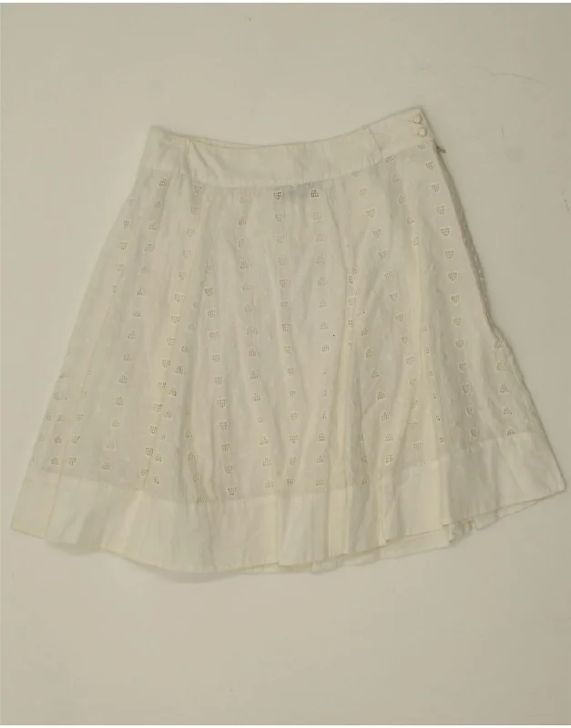 VERO MODA Womens A-Line Skirt IT 34 2XS W22 White Cotton satin skirt smooth