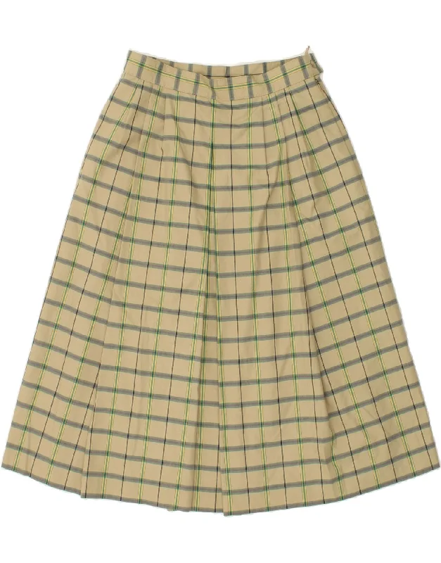 VINTAGE Womens A-Line Skirt EU 40 Medium W28 Green Check boho skirt vibe