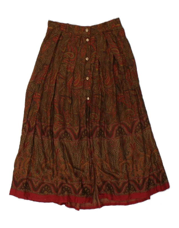 VINTAGE Womens A-Line Skirt IT 42 Medium W26 Brown Paisley Viscose wool skirt sturdy VINTAGE Womens A-Line Skirt IT 42 Medium W26 Brown Paisley Viscose wool skirt sturdy