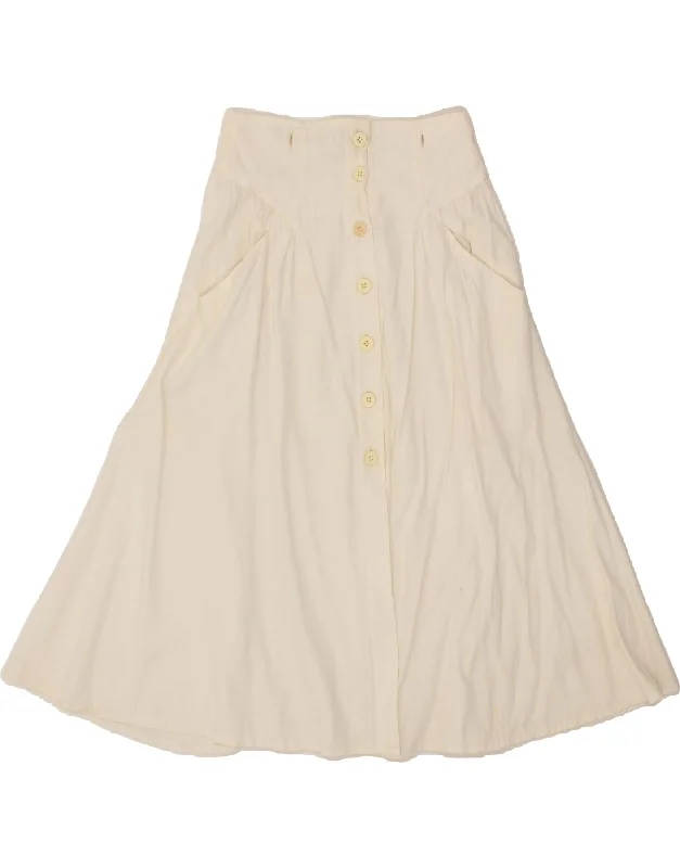 VINTAGE Womens A-Line Skirt IT 42 Medium W28 White wool skirt thick