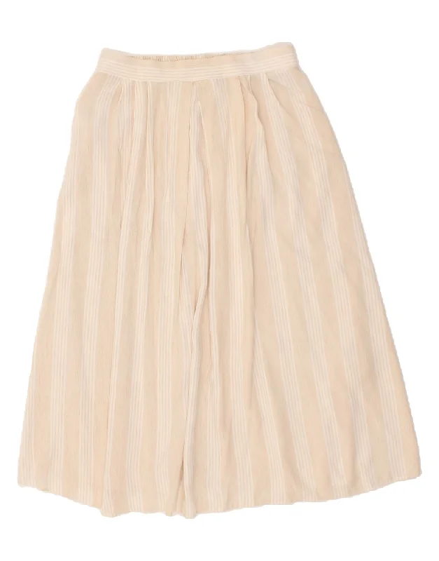 VINTAGE Womens A-Line Skirt UK 14 Medium W30 Beige Striped Viscose patchwork skirt art VINTAGE Womens A-Line Skirt UK 14 Medium W30 Beige Striped Viscose patchwork skirt art