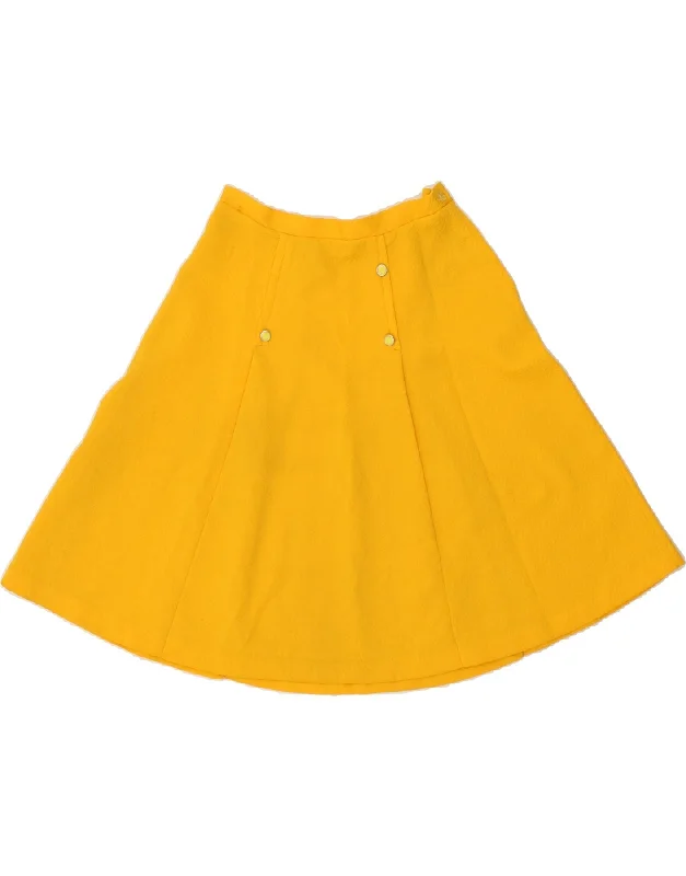 VINTAGE Womens A-Line Skirt W26 Small  Yellow cashmere skirt plush